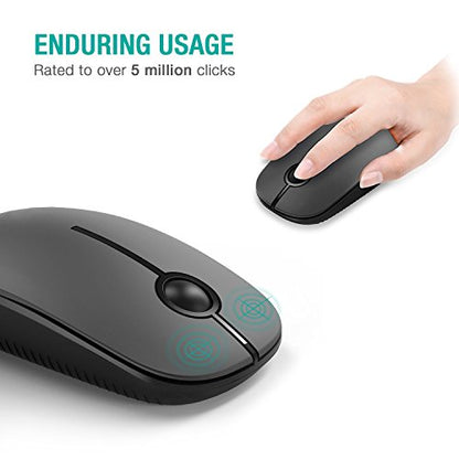 Unipows Wireless Mouse-2.4G Slim Portable Computer Mouse, Black and Gray | Nano Receiver, Less Noise Mobile Optical Mice for Notebook, PC, Laptop, Desktop - color: Black and Grey