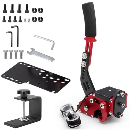 Handbrake Sim Racing, USB Handbrake for PC Windows Brake Sim Racing Game | 클램프 및 핸들 그립이 있는 Sim E 핸드브레이크, G27 G29 G920 G923 T500 T300과 호환되는 64비트 E 핸드 브레이크 - color: 레드