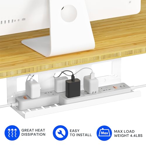 FLEXISPOT Under Desk Cable Management for Office and Home - Standing Desk Metal Raceway Wires Tray (White) - color: White, size: 31.5x3.94in