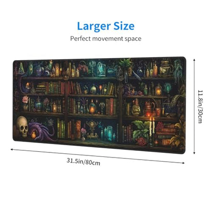 Library Mysterious Mouse Pad XL Large Mousepad Non Slip Rubber Base Desk Mat for Laptop Computer Gaming 31.5" X 12" - color: Mysterious Library