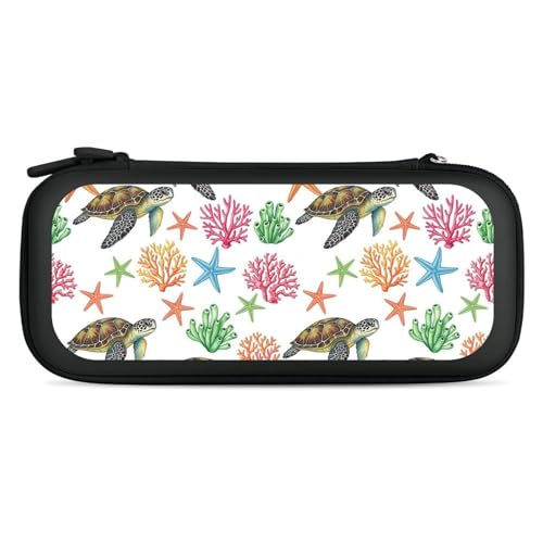 PPIKTC Protective Carrying Case for Switch, Travel Game Console Holder Bag with 15 Game Cartridges, Ocean Animal Sea Turtle Floral - color: Design (333)