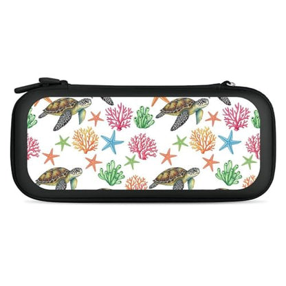 PPIKTC Protective Carrying Case for Switch, Travel Game Console Holder Bag with 15 Game Cartridges, Ocean Animal Sea Turtle Floral - color: Design (333)