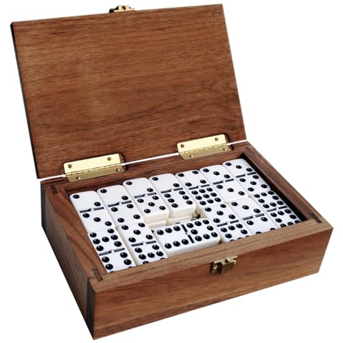 Alex Cramer Double 9 Dominoes Set for Adults with Spinners. Domino Set in Black Walnut Case. Holds 55-Piece Set of Dominoes (Dominos Set) - style: Double-9 Spinner Domino Set