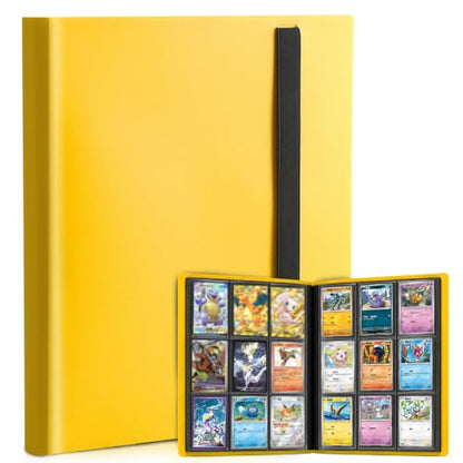 Trading Card Binder, 9 Pocket 20 Pages 360 Cards, Suitable for MTG, TCG(Yellow) - color: Yellow