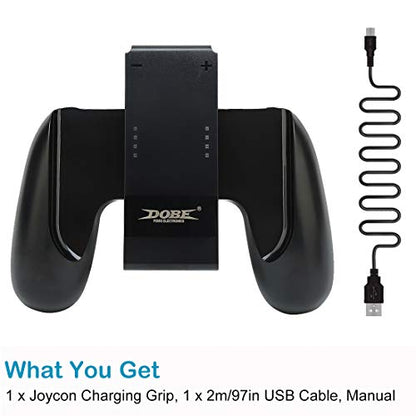 Kinvoca Charging Grip, Ergo Comfort Grip for Nintendo Switch Controllers, Portable Charger Dock with 79in USB-C Cable and Battery Indicators, High Speed Charge While Play - size: Grip for Original Controller ONLY