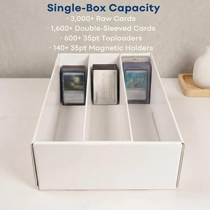 Trading Card Storage Box for MTG TCG Sports Card Collection, 3 Row Cardboard Top loader Storage Box, Bulk Card Storage, 2 Sets