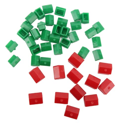 Replacement Pieces Houses Hotels Game Hotel 12 Red and 32 Green Plastic Piece Supplement Accessories Set of House Replacements