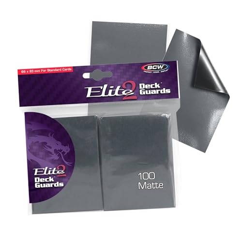 BCW Elite2 Matte Card Sleeves – Cool Gray | Anti-Glare Front | Textured Back | Fits Standard 2.5" x 3.5" Cards - 100 Pack - color: Cool Grey