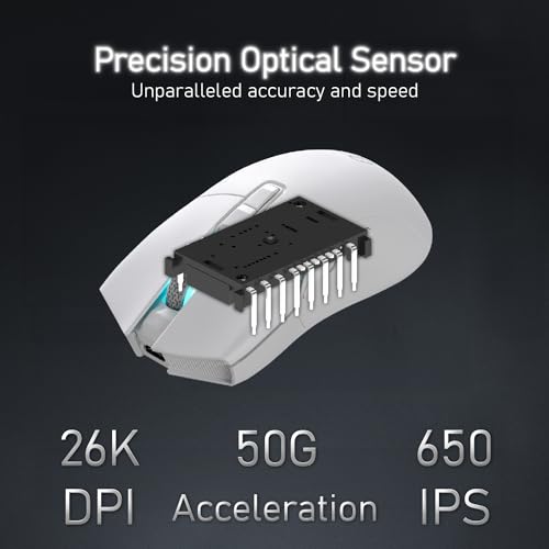 i-rocks iRocks IRM31R RGB Backlight, Wireless Lightweight Gaming Mouse, Tri-Mode Connection, Kailh GM8.0 Mouse Switches, Advanced PixArt PAW3395 Optical Sensor, Resolution Up to 26,000 DPI - White - color: White