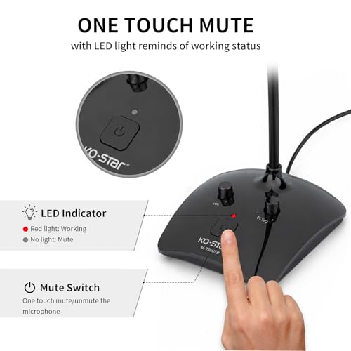 USB Gooseneck Conference Microphone, Flexible 360° Omnidirectional Desktop Mic with Noise-Canceling, Mute Button & Volume Control, Plug & Play for Meeting, Streaming, Podcast, PC/Mac/Laptop