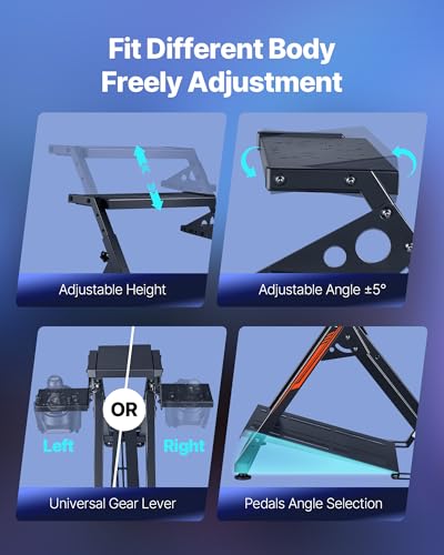 VEVOR Racing Wheel Stand, Adjustable & Foldable Simulator Stand for Logitech G923 G920 G29 G27, Thrustmaster T300RS TX F458 T500RS T3PA-PRO(F1/GT) Gaming Cockpit,Pedals Simulator NOT Included,Compact - size: X-shaped lite