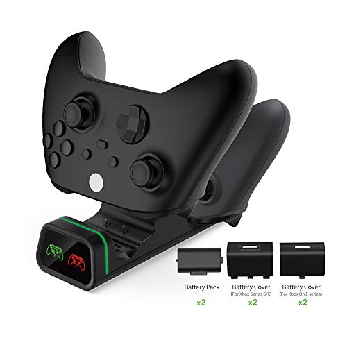 Controller Charging Station for Xbox One, Controller Charger with 2 x 800mAh Rechargeable Battery Packs Compatible for Xbox One/One X/One S/Elite Wireless Controllers…