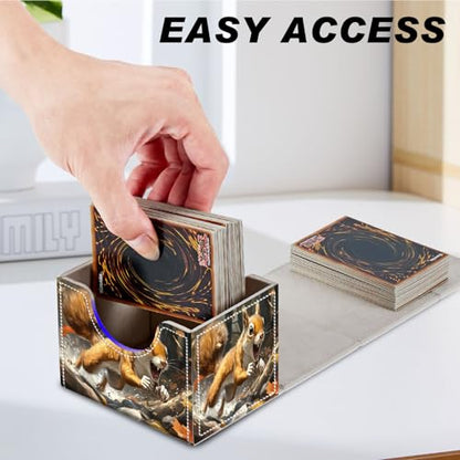 DEGDFSGR Card Game Storage Box TCG Deck Box MTG Card Box Organizer Trading Card Case Commander Deck Box TCG Card Storage Box Magnetic Closure Creative Pattern Up to 200 Cards, A Cute Brown Squirrel - color: A Cute Brown Squirrel