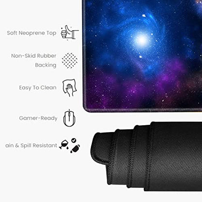 Galaxy Mouse Pad Gaming 31.5x15.75 inch Desk Mat Large Mousepad XXL Extended Computer Mat Non Slip Office Work Home - color: Galaxy, size: 31.5''x15.75''
