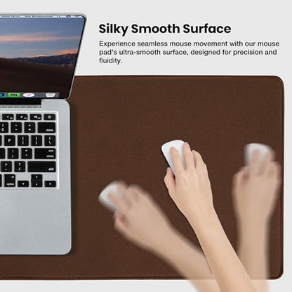 ALOANES Non-Slip Extended Mouse Pad Office&Home Desk Mat Stitched Edge | Brown Waterproof Mousepad for Keyboard, Computer Game 35.43"x15.74"x0.12" - color: Brown, size: 35.4L x 15.7W inches