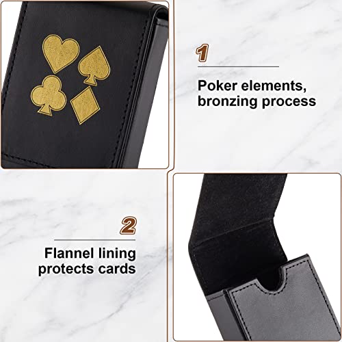 2 Pieces Single Deck PU Leather Playing Card Case Holder Black Brown Deck Holder Playing Card Holders for Adults Box Protector Poker Case Fits Poker and Bridge Size for 3.54x 2.36 Inch Gard