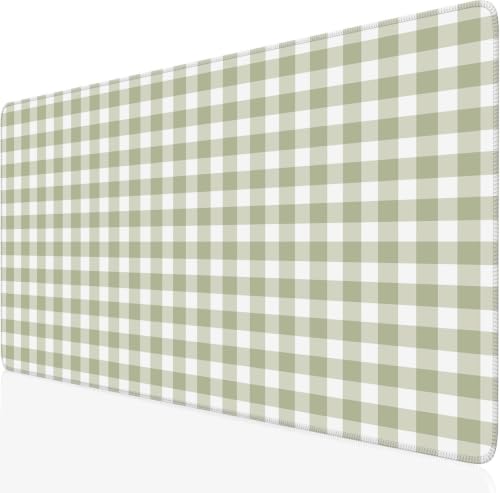 Green Checkered Gingham Desk Mat Pad XXL Large Mouse Pad Anti-Slip Big Mousepad with Stitched Edges Computer Mouse Pads for Desktop Decor Cute Office Desk Accessories - color: A6-green