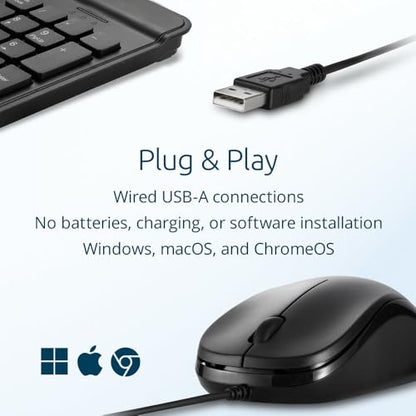 Kensington KM201 Simple Solutions Wired Desktop Set, TAA Compliant - Black (K72483TAA) - size: Wired Desktop Set