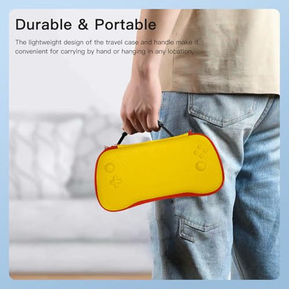 YAJOJO Carrying Case for ANBERNIC RG557 Handheld Game Console, Cover with Lanyard for ANBERNIC RG557 Shockproof,Water Resistant (Yellow)