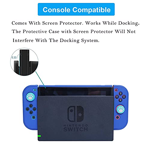 Dockable Case for Nintendo Switch - COMCOOL 3 in 1 Protective Cover Case for Nintendo Switch and Joy-Con Controller with Screen Protector and Thumb grips - Dark Blue - color: Dark Blue