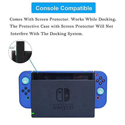 Dockable Case for Nintendo Switch - COMCOOL 3 in 1 Protective Cover Case for Nintendo Switch and Joy-Con Controller with Screen Protector and Thumb grips - Dark Blue - color: Dark Blue