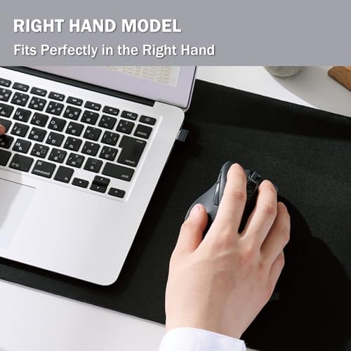 ELECOM Wireless Ergonomic Shape Mouse, 2.4GHz with Mini USB Receiver, Silent Click, Right Hand 2000DPI, 5 Buttons, Optocal Sensor, Compatible with PC, Mac, Laptop, EX-G, Lsize Black (M-XGL30DBSKBK) - size: Large