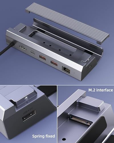 M.2 Steam Deck Dock, Docking Station for Steam Deck OLED/ROG Ally/Legion Go(S)/ROG Xbox Ally,with HDMI(4K@60Hz), Gigabit Ethernet, 3*USB-A 3.2, M.2Slot(SSD Expand Storage),USB C PD 100w Charging - style: Steam Dcek Dock(HDMI)
