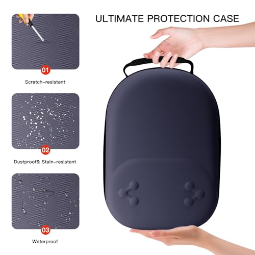 bibuks Hard Carrying Case Compatible with Oculus Meta Quest 3/3S,VR Headset Elite Strap and Touch Controller Accessories Carry Case,Hard Shell Travel Storage Bag (Blue) - color: Blue