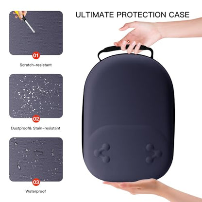 bibuks Hard Carrying Case Compatible with Oculus Meta Quest 3/3S,VR Headset Elite Strap and Touch Controller Accessories Carry Case,Hard Shell Travel Storage Bag (Blue) - color: Blue