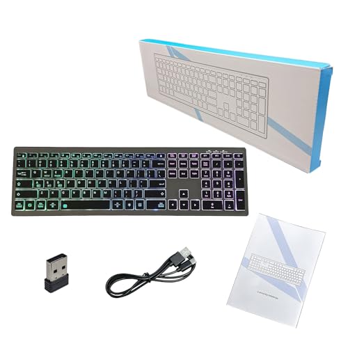 Cuifati 110 Keys RGB Backlit Wireless Keyboard with 7-Color Customizable Lighting and Silent Scissor Switches