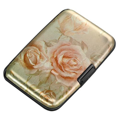 ELFISH Mini RFID Aluminum Wallet Credit Cards Holder Business Card Case Metal ID Case for Men Women(Champagne rose) - color: Champagne rose