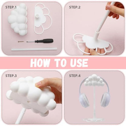 Yookeer Cloud Headphone Stand 3D White Cloud Cute Headphone Decor for Gamer Room Office Desk Gaming Gifts for Women Girlfriend Office Worker