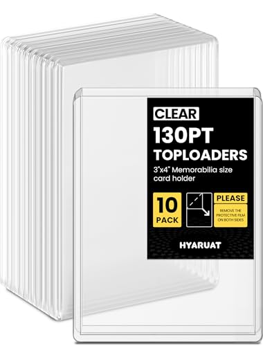 130pt Top Loaders for Cards, 3x4 Real Thick Holder with Protective Film, Toploader Card Protectors Hard Plastic, 10-Count - size: 130pt real thick holder