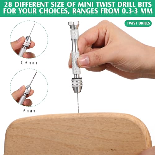 Mudder 57pcs Micro Drill Bits & Pin Vise Set, 46 Pcs Hand Twist Drills and 10 Pcs PCB Mini Cutting Bits for Resin, Beads, Polymer Clay, Craft, DIY Jewelry, Model Making Projects(Silver) - color: Silver
