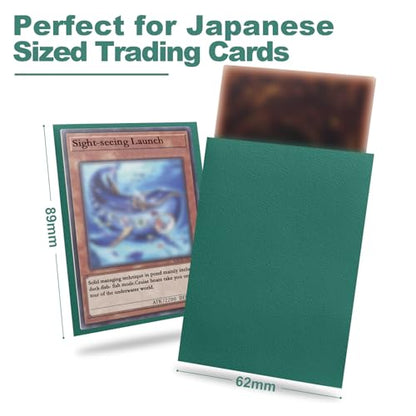 200 Pack Card Sleeve Compatible with Yu-gi-oh Card Sleeve Japanese 62x89mm | Green Small Card Sleeves Photocard Sleeves 62x89mm, Back Textured Perfect Shuffling, Protect Your Japanese Sized Never Tear - color: Green