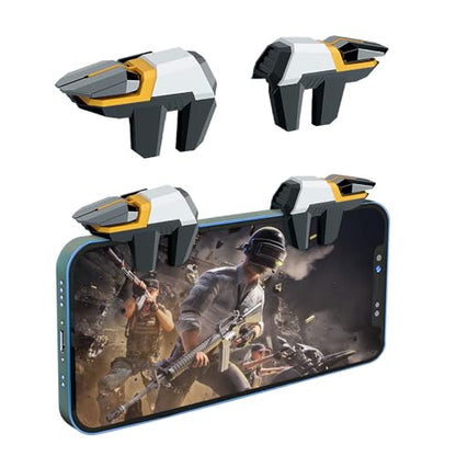 EasEasy PUBG Game Trigger, Mobile Phone Controller Compatible for PUBG/Rules of Survival/Knives Out, 6 Fingers Trigger with Sensitive Aim and Shoot Smartphone Joystick for iPhone & Android-Yellow - color: Yellow