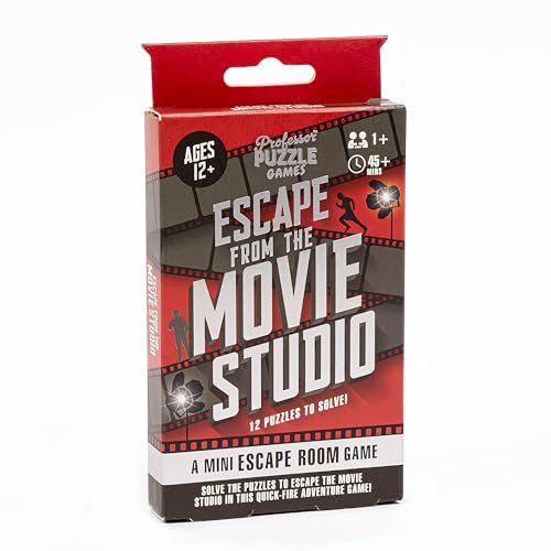 Professor Puzzle: Escape from The Movie Studio - A Mini Escape Room Game, 12 Puzzles to Solve The Code, Journalist Adventure, Ages 12+, 1+ Players - style: Movie Studio