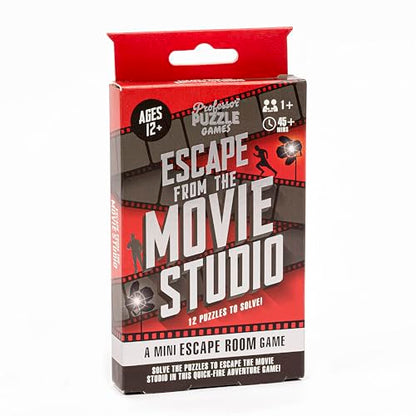 Professor Puzzle: Escape from The Movie Studio - A Mini Escape Room Game, 12 Puzzles to Solve The Code, Journalist Adventure, Ages 12+, 1+ Players - style: Movie Studio