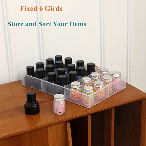 2 Pack Fixed 6 Grids Clear Plastic Organizer Sorting Tray with Large Compartment, Transparent Storage Divider Box Container Case for Hardware, Craft, Sewing Kit, Office Supplies, Small Parts - size: Fixed 6 Grids