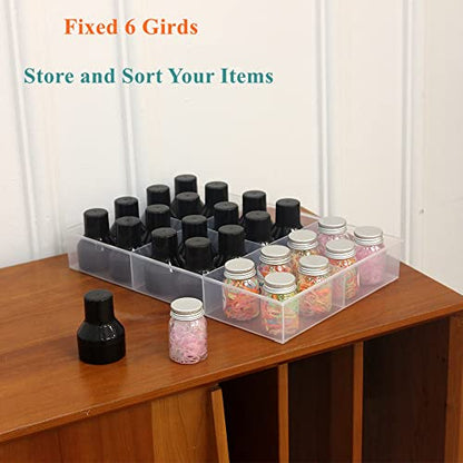 2 Pack Fixed 6 Grids Clear Plastic Organizer Sorting Tray with Large Compartment, Transparent Storage Divider Box Container Case for Hardware, Craft, Sewing Kit, Office Supplies, Small Parts - size: Fixed 6 Grids