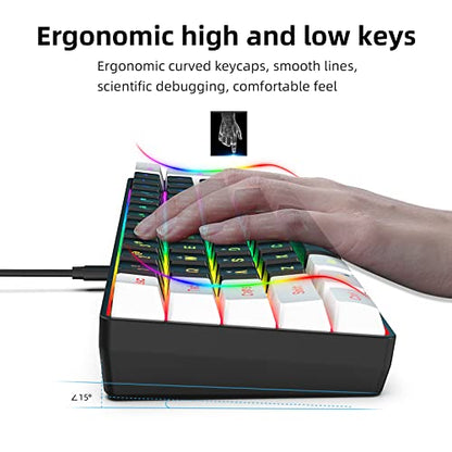 Snpurdiri 60% Wired Gaming Keyboard, Small RGB Backlit Membrane Gaming Keyboard, Ultra-Compact Mini Waterproof Keyboard for PC Computer Gamer White and Black - color: White and Black