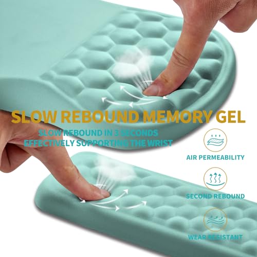Hokafenle 2 in 1 Ergonomic Mouse Pad Wrist Support & Wrist Rest for Computer Keyboard Set, with Relieve Carpal Tunnel Pain Massage Bulge and Full Memory Gel Design (2In1 Set, Light Blue) - color: Hk004-light Blue