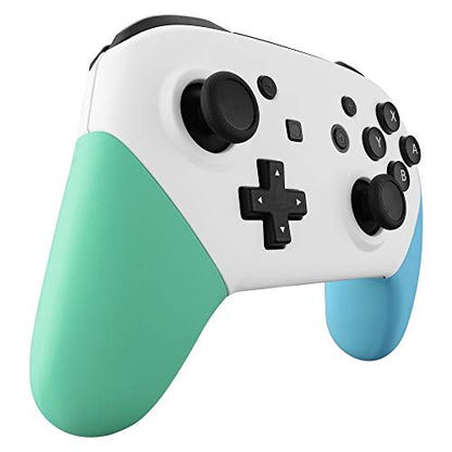 eXtremeRate White Faceplate Backplate Mint Green Heaven Blue Handles for Nintendo Switch Pro Controller, DIY Replacement Hand Grip Housing Shell Cover for Nintendo Switch Pro - Controller NOT Included - color: Mint Green & Heaven Blue