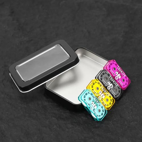 4Pcs MTG Life Counter Twin Digits with Metal Box, Tracker Life Counter for Board Games, Compatible with Magic the gatering Accessories RPG D&D CCG TCG Tabletop Board Games - color: C Color-4pcs