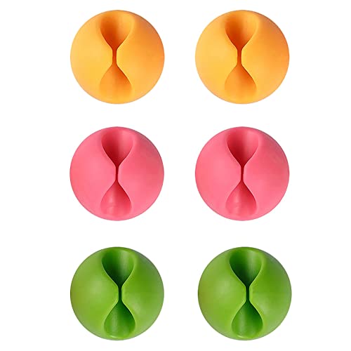 Shintop Cable Clips, Desk Cable Drop, Desk Wire Clips for All Your Computer, Electrical, Charging or Mouse Cord (Colorful,6pcs) | Colorful Rubber Cable Holder, Residue-Free, Desk Wire Clips for Mouse Cord, Keeps Cables Accessible, Helps Prevent Slipping -