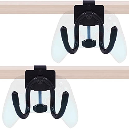 YYST Desk Mount Game Controller Holder Clamp On Hanger Holder Storage Rack for PS3/PS4/PS5/Xbox 360/Xbox One/S/X/Elite/Series S/Series X Controller, Pro Controller,etc-No Game Controller-Black