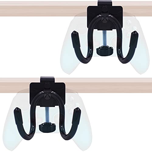 YYST Desk Mount Game Controller Holder Clamp On Hanger Holder Storage Rack for PS3/PS4/PS5/Xbox 360/Xbox One/S/X/Elite/Series S/Series X Controller, Pro Controller,etc-No Game Controller-Black