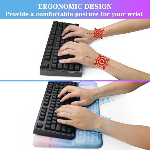 Computer Keyboard Stand with Wrist Rest, Ergonomic Tilted Keyboard Holder - Keyboard Riser with Wrist Pad - Keyboard Tray Support for Office Home - Aqua Marble - color: Keyboard Stand-aqua Marble
