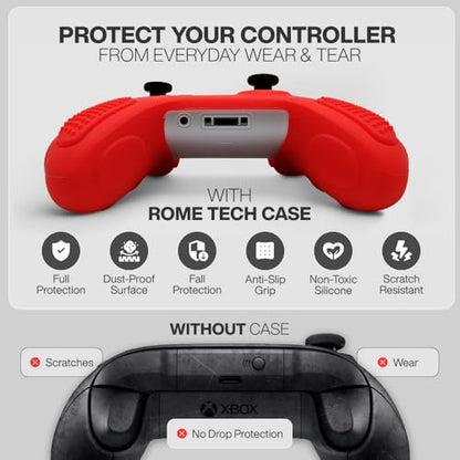 for Xbox Controller Series X/S (2024/2023) Silicone Protective Cover, Soft Skin Xbox Controller Accessories, Anti-Slip Cover with 2 Joystick Caps (Red) - color: Red