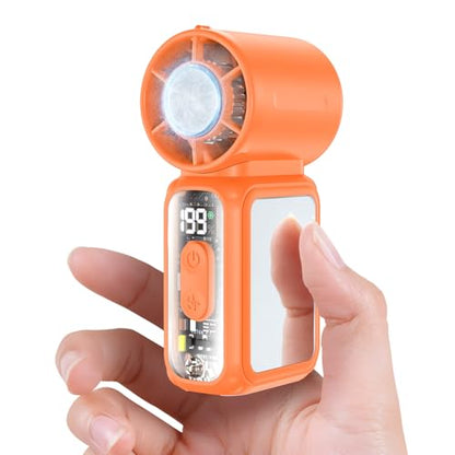 W & O Handheld Portable Fan with Ice Cooler,Speed (1-199) Personal Turbo Mini Fan 4000mAh Rechargeable,Powerful 20000RPM Pocket Hand Fans（orange） - color: orange